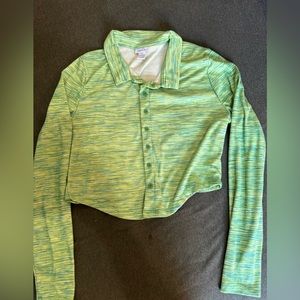 Green Long Sleeve Cropped Top